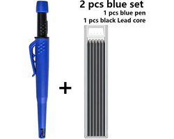 Mechanische Timmerman Potlood Set - Blauw - 1 Stuk Met Marker Vullingen En Puntenslijper - Diepe Markering Voor Hout, Metaal En Beton
