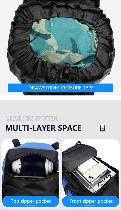 Lixada 50L Waterdichte Buitensport Wandelen Trekking Camping Reizen Rugzak Pack Bergbeklimmen Klimmen Knapzak Met Regenhoes