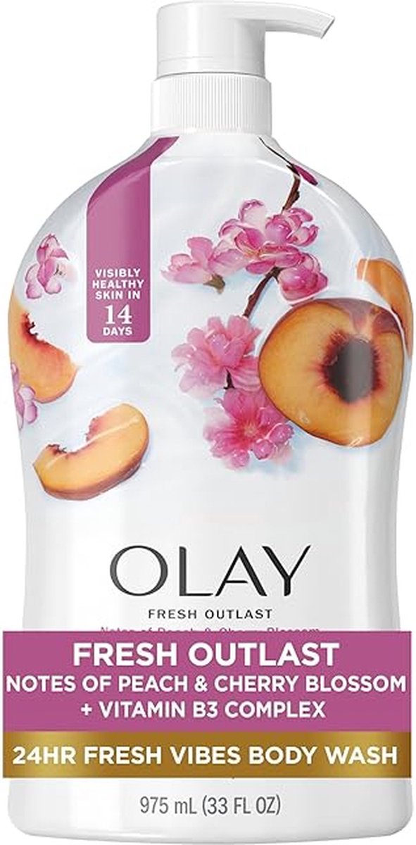 Olay Fresh Outlast Body Wash Paraben Free Peach and Cherry Blossom 975ml