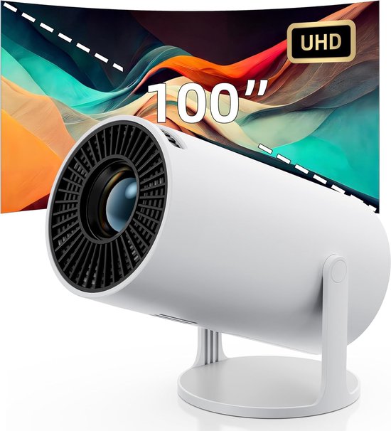 Miniprojector 8Xmax - 4K-ondersteuning - 1080P Full HD - 100-inch scherm - 270° rotatie - Autocorrectie focus - WIFI6 Android 11.0 - Compatibel met smartphones, tv-sticks, PS4, pc, laptops voor buiten- en binnengebruik