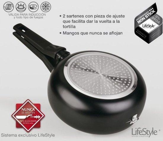 Non Stick Crêpe Pan met Afneembare Handvat, 20 cm Gegoten Aluminium Dosa Tawa Tortilla Pan, Pannenkoekenpan Inductie Compatibel - Zwart