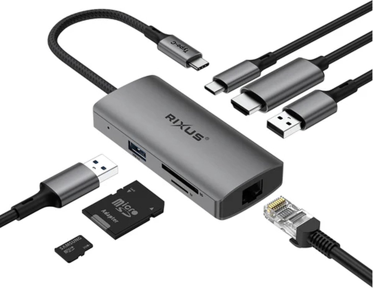 Rixus USB-C TO HDMI Adapter With Docking Station