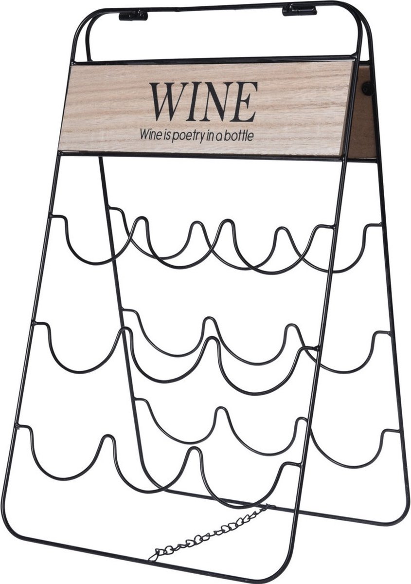 Metalen wijnflessen rek/wijnrek wine voor 9 flessen 30 x 2 x 49 cm