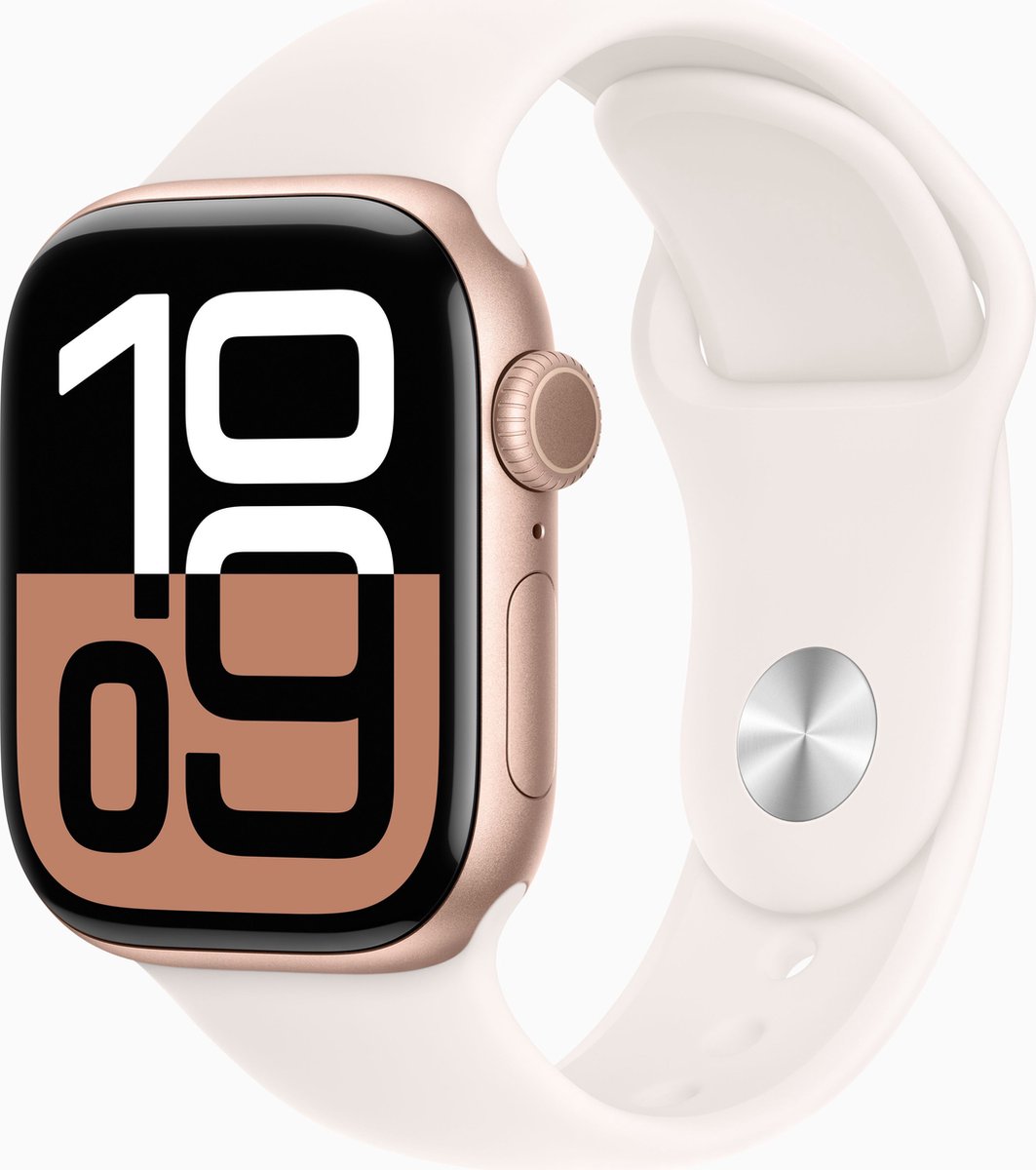 Afbeelding 2 van Apple Watch Series 10 - Wifi + 4G - 46mm - Rose Gouden Aluminium Case met Light Blush Sportbandje - M/L
