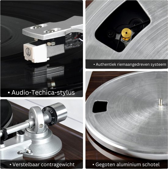 SEEYING® Platenspeler Meubel - Platenspeler Kast Met Bluetooth - Platenkast - Vinyl Meubel - Ip Meubel - 2 Snelheden - Vintage Platenspeler van SEEYING — afbeelding 4