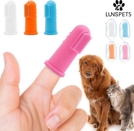 Lunspets - Tandenborstel voor Hond en Kat - Multicolor - Set van 4 - Inclusief 4 Opbergdozen