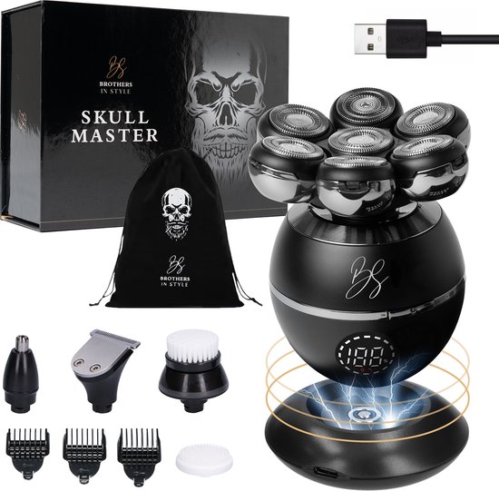 Foto: Scheerapparaat mannen 8 in 1 skull shaver zwart scheerapparaten met trimmer head shaver brothers in style