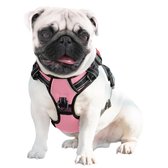 JAXY Harnais pour chien - Harnais pour chien - Harnais pour petit chien - Harnais en Y pour chien - Harnais pour chien - Harnais anti- Trek pour chien - Réfléchissant - Taille S - Rose
