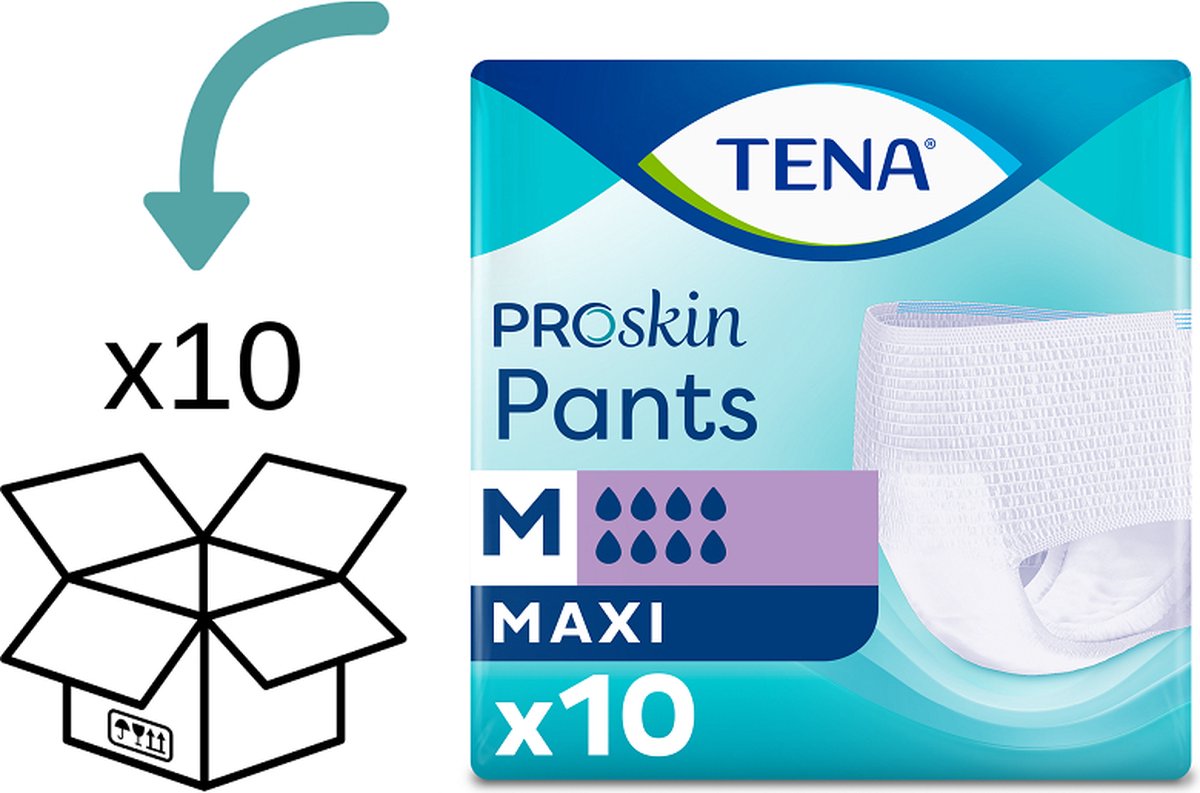 Goedkoopste 10 pakken TENA Pants Maxi Medium - 100 broekjes - TENA Proskin Pants Medium