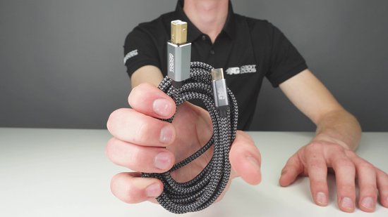 AdroitGoods Câble USB-C vers USB-B - Câble d'imprimante - 2 mètres - Grijs