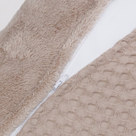 Snoozzz Zwangerschapskussen Zijslaapkussen Lichaamskussen Premium kwaliteit - 185 cm - microparel vulling - luxe draagtas - Zachte teddy met katoen en wafel - Wafel Teddy Sand van SNOO — afbeelding 3
