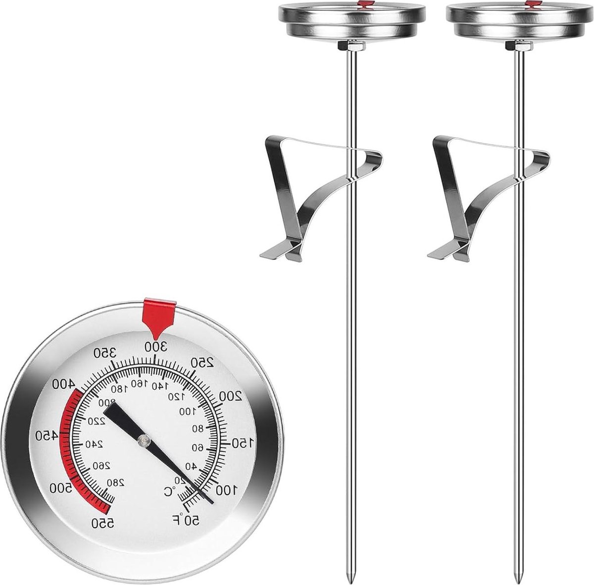 Oventhermometer lange steel frituurthermometer - roestvrij staal keukenthermometer voor koffie melk - 2 stuks