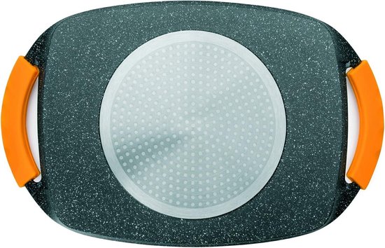 IBILI Grillplaat Basic Stone, gegolfd, 36 x 23 cm, gegoten aluminium, antiaanbaklaag met steenmotief, geschikt voor inductie