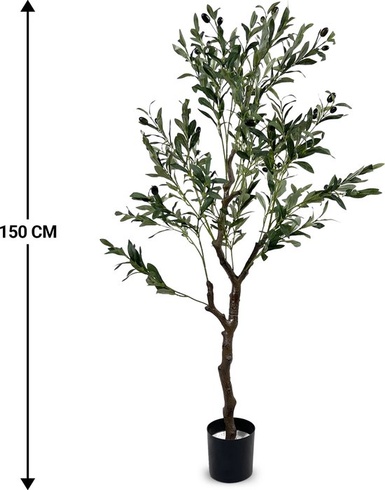 IvoQ Olijfboom Artificiel 150 cm – Sans Entretien – Intérieur et Extérieur – Plante Artificielle de Luxe – Créateur d'Atmosphère à Feuilles Persistantes pour la Maison et le Bureau
