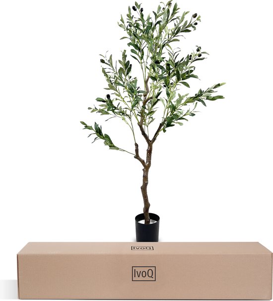 IvoQ Olijfboom Artificiel 150 cm – Sans Entretien – Intérieur et Extérieur – Plante Artificielle de Luxe – Créateur d'Atmosphère à Feuilles Persistantes pour la Maison et le Bureau