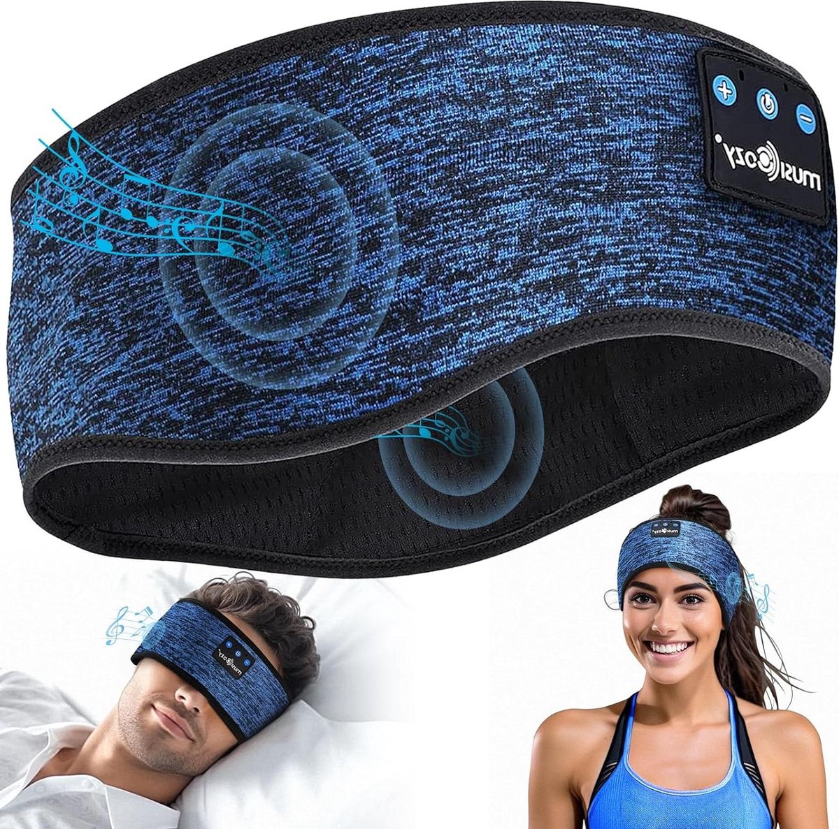 Slaapmasker Bluetooth draadloze sporthoofdtelefoon muziek hoofdband voor sport - training - joggen - yoga - slapeloosheid - reizen