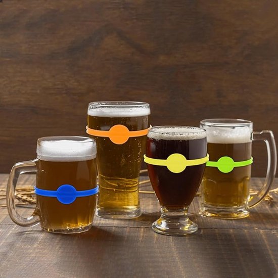 WOOXDYUK Glasmarker, Glasmarker Siliconen, 24 Stuks Herbruikbare Mixed Color Cup Charm Wijnglas Ring voor Wijnglas, Champagneglas, Cocktailglas, Martiniglas, Drinkglas