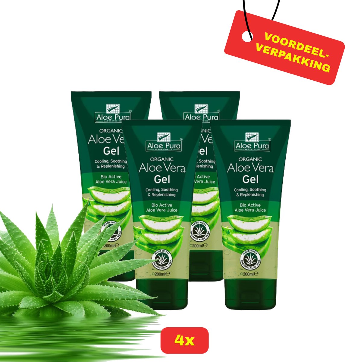 Goedkoopste 4 x Aloe Pura Aloe Vera Gel 4 X 200ml - Voordeelverpakking