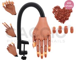 Oefenhand - inclusief 100 stuks nepnagels - nagelbedden - Nageltips - Tafelklem - Nagelstylist -Acrylnagels - Gelnagels - Nagels - Nagelstudio - Gellak -Starterkit- Oefenhand voor nagels - Nailtrainer - Nail practice hand - Oefenhand nagelstyliste