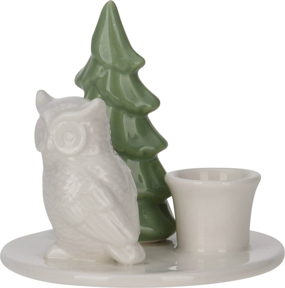 Keramische kaarshouder met kerstboom, 8 cm