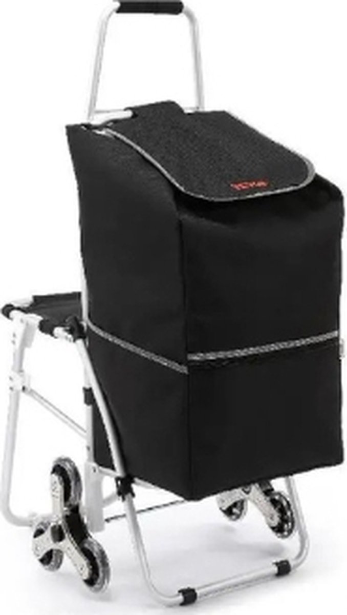 Trolley 2 in 1- Tas Koffer Trap Reiskoffer Zitting Boodschappentrolley Traptrolley Trapklimmer Bagage Winkelwagen Opvouwbaar Flat Appartement Shoppen Winkelen Trap Gewatteerd handvat Rubber wielen 50L
