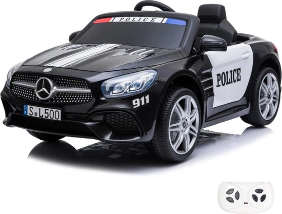 Foto: Mercedes politie sl500 elektrische kinderauto 12v accu auto voor jongens en meisjes afstandsbediening zwart