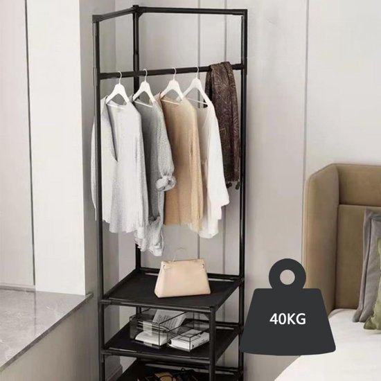 Doogo® Industriële kapstok met schoenen - kledingrek - Zwart - enkele