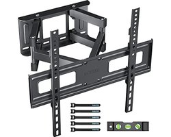TV Muurbeugel voor 23"-70" Inch Platte en Gebogen TV's, Dubbele Arm Volledig Bewegend, met HDMI Kabel, Waterpas, 5 Klittenband