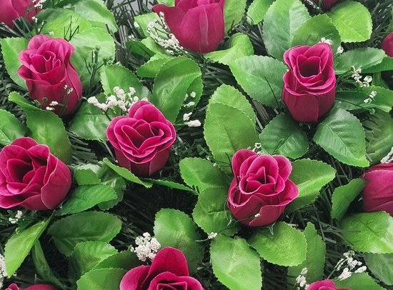 Composition florale, Coeur, Wit/ Rose, 40 cm avec LED, Fleurs artificielles en soie