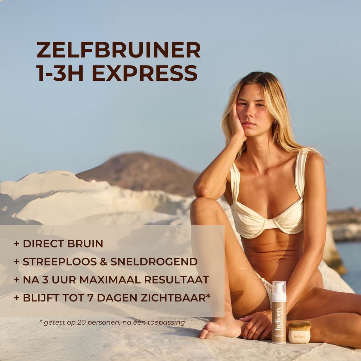 Helioux® Zelfbruiner Mousse Express Medium (1-3 uur) - Self Tanning Mousse voor Lichaam & Gezicht Medium Donker - Instant Tan - Vegan & Dierproefvrij - Natuurlijke Ingrediënten – foto 2