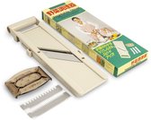 Shimomura Japanse Professionele groenteschaaf (mandoline) met 3 messen en handbescherming, onvergelijkbare snijkwaliteit, verstelbare snijhoogte