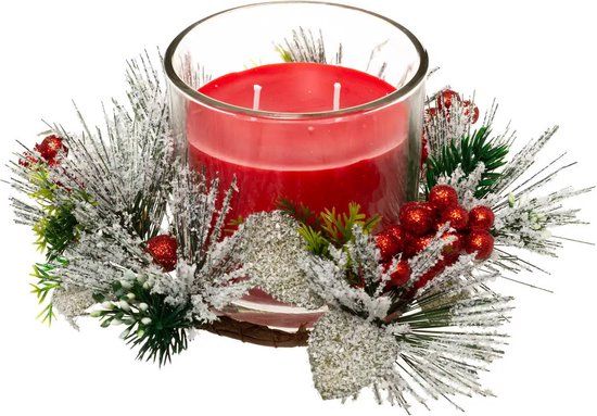 Feestelijke kerststuk met kaars, 210 g