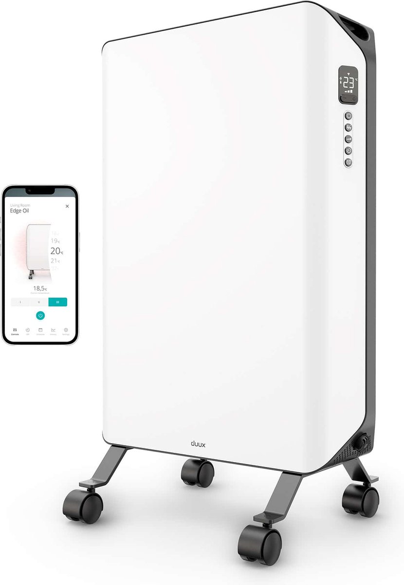 Duux Edge Oil - Smart Olieradiator met Thermostaat - 2000W Oliegevulde Radiator met Boost modus - Wit
