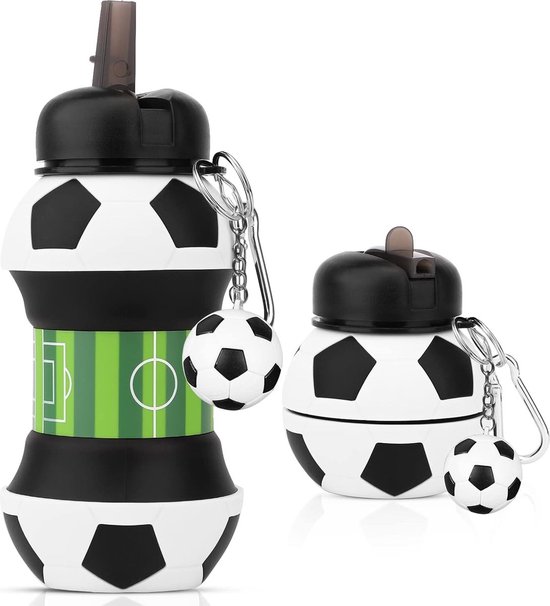 Foto: Opvouwbare drinkfles opvouwbare waterfles 550 ml bpa vrij siliconen anti val lekvrij hitte bestendig voetbal duurzaam ruimtebesparend sport bidon ideaal voor reizen sport en dagelijks gebruik draagbaar kind geschenk