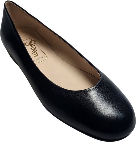 Stravers - Ballerines à talon bas Taille 43 Zwart Cuir souple Femme Grandes Tailles