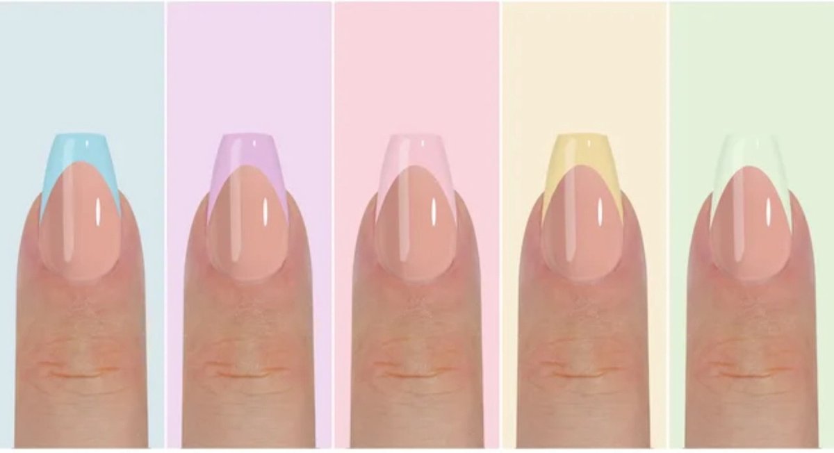 Goedkoopste Soft geltips Medium Coffin met 5 pastel kleuren - French Manicure- Plaknagels met Lijm - Nepnagels met Lijm - Press on nails - French Nail - French Manicure - 150 stuks in Doos - Medium Coffin - Frosted Soft Nageltips