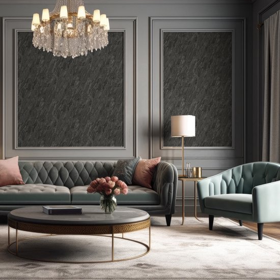 Dutch Wallcoverings - Venezia - Marbre noir pailleté - M663-29