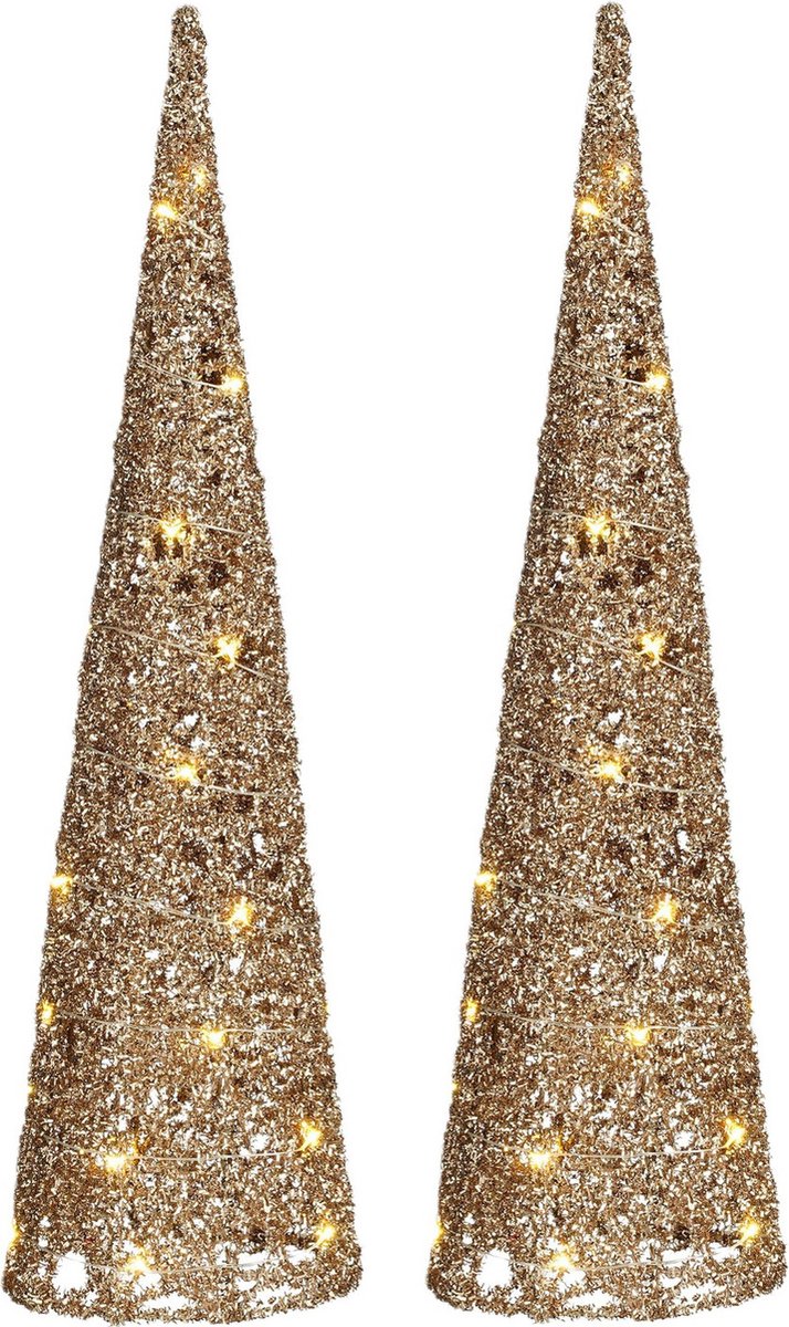 LED kerstboom lampen in champagnekleur, 30 leds, hoogte 60 cm.