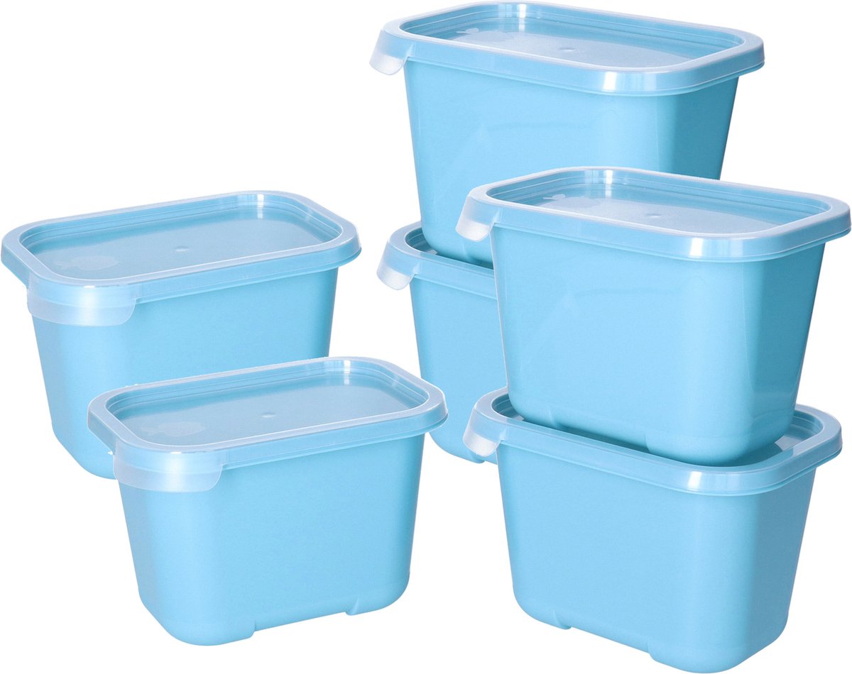 Juypal Vershoudbakjes nestbaar - BPA vrij - meal prep - 6x stuks van 1 liter - blauw - luchtdicht - herbruikbaar