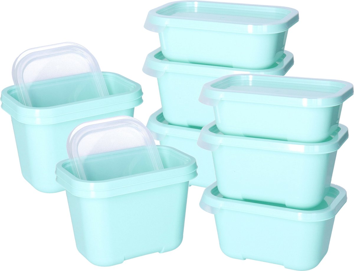 Juypal Vershoudbakjes nestbaar - 3x - 5 delig - BPA vrij - meal prep - diverse maten - mintgroen - luchtdicht - herbruikbaar