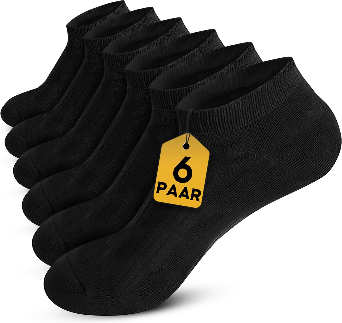 VOLQU® Enkelsokken - SEN Series - 6 Paar - Maat 43 46 - Premium Katoen Enkelsokken - Sneakersokken Heren - Sneakersokken Dames - Sportsokken Heren - Sportsokken Dames - Zwart