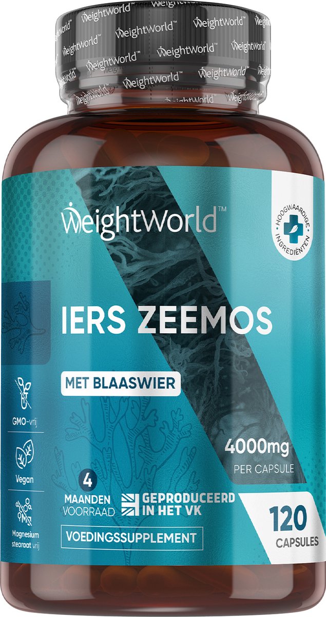 Goedkoopste WeightWorld Sea Moss capsules - 4000 mg Irish Sea Moss per portie - 120 vegan capsules voor 4 maanden voorraad