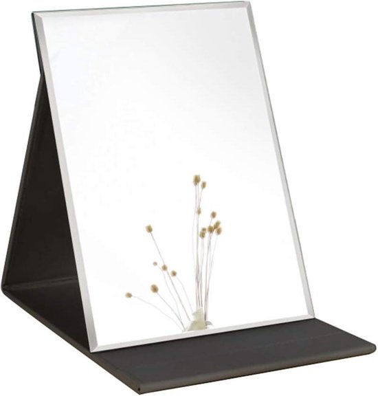 Draagbare Opvouwbare Make-upspiegel, Reisspiegel Opvouwbare Tafelbladspiegel Met Pu Leder Voor Bureau Ijdelheid Tafel En Reizen Zwart Draagbare Opvouwbare Make-upspiegel, Reisspiegel Opvouwbare Tafelbladspiegel Met Pu Leder Voor Bureau Ijdelheid Tafel En Reizen Zwart
