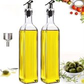 Bovista Bouteille d'huile avec bec verseur - Bec verseur huile d'olive - rechargeable - Bouteille d'huile avec pipette - Bouteille d'huile d'olive - Distributeur d'huile - Distributeur d'huile - Bouteille d'huile - 500ML - 2 pièces