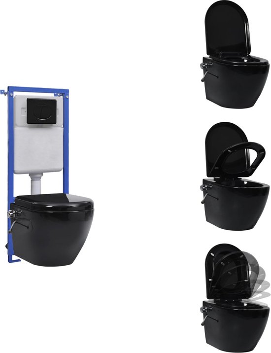 Hangend toilet met verborgen stortbak keramiek zwart kopen? | .nl