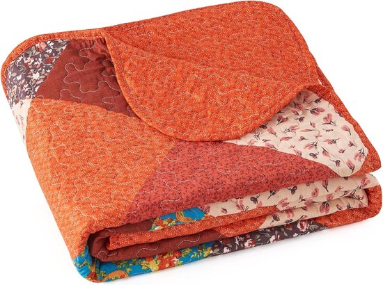 Qucover Boho Tagesdecke 220 x 240 cm Bettüberwurf für Doppelbett Gesteppte Decke mit 2