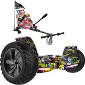 Ampes Hoverboard - Off Road Hoverboard - Bluetooth Speaker - 36V 4.0 Ah Accu - Oxboard - 15 km/h - UL2272 Gecertificeerd - LED Verlichting - Anti lek banden - Belastbaar tot 120KG - 8.5 Inch - Inclusief Draagtas - 800W - Hiphop + Hoverkart Graffiti