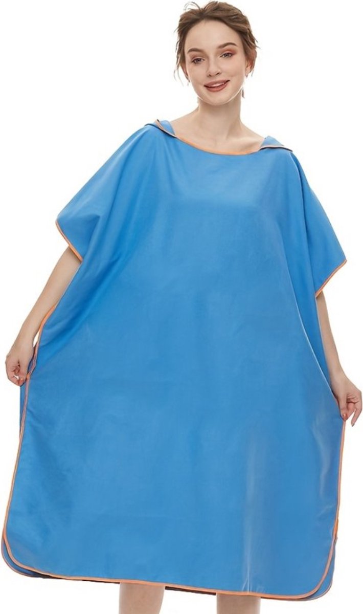 Bovista Surf Poncho - Omkleed Handdoek - Volwassenen - Dames & Heren - Zacht - Poncho - Blauw