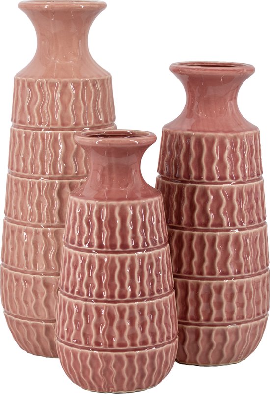 Vase faïence Aztèque rose