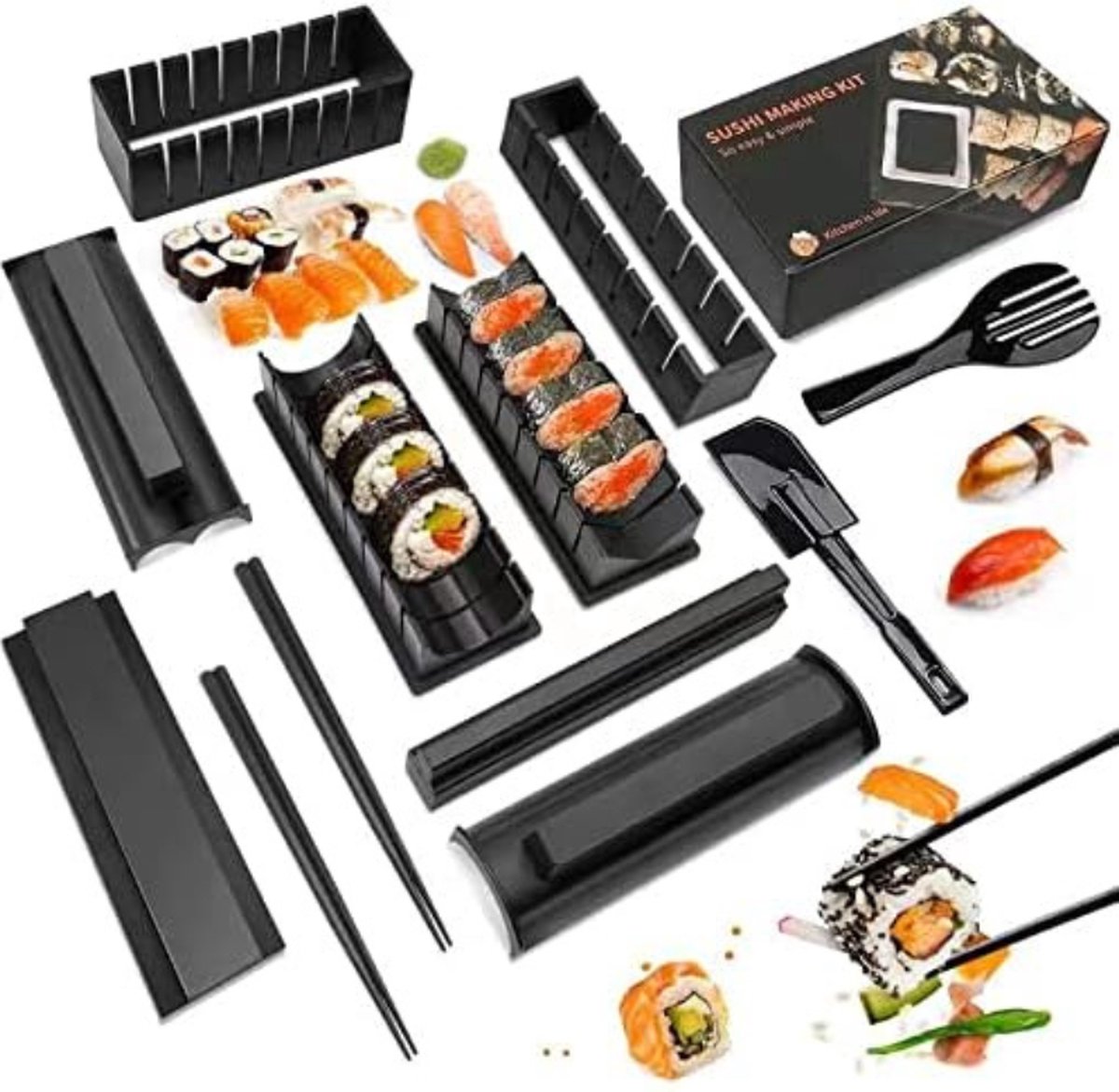 Complete Sushi Maker Set Met 12 Vormen - Ideaal Voor Beginners Om Zelf Sushi Te Maken